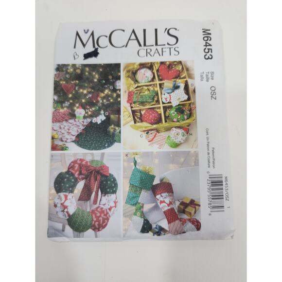 McCall's Crafts M6452 Christmas Ornaments, Tree Skirt, Wreath, Stocking Uncut - Picture 1 of 3